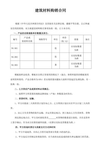 建筑材料購銷合同范本